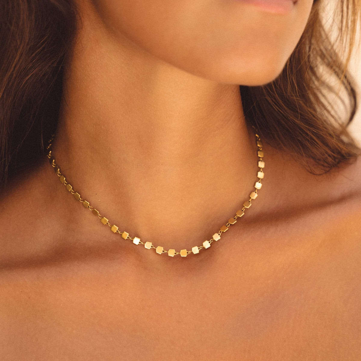 Collier Ras de Cou Maillons Pastilles Femme Acier Inoxydable