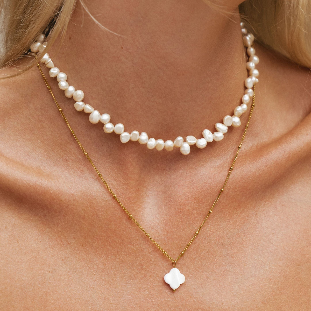 Collier Ras de Cou Perles Baroques Femme Acier Inoxydable