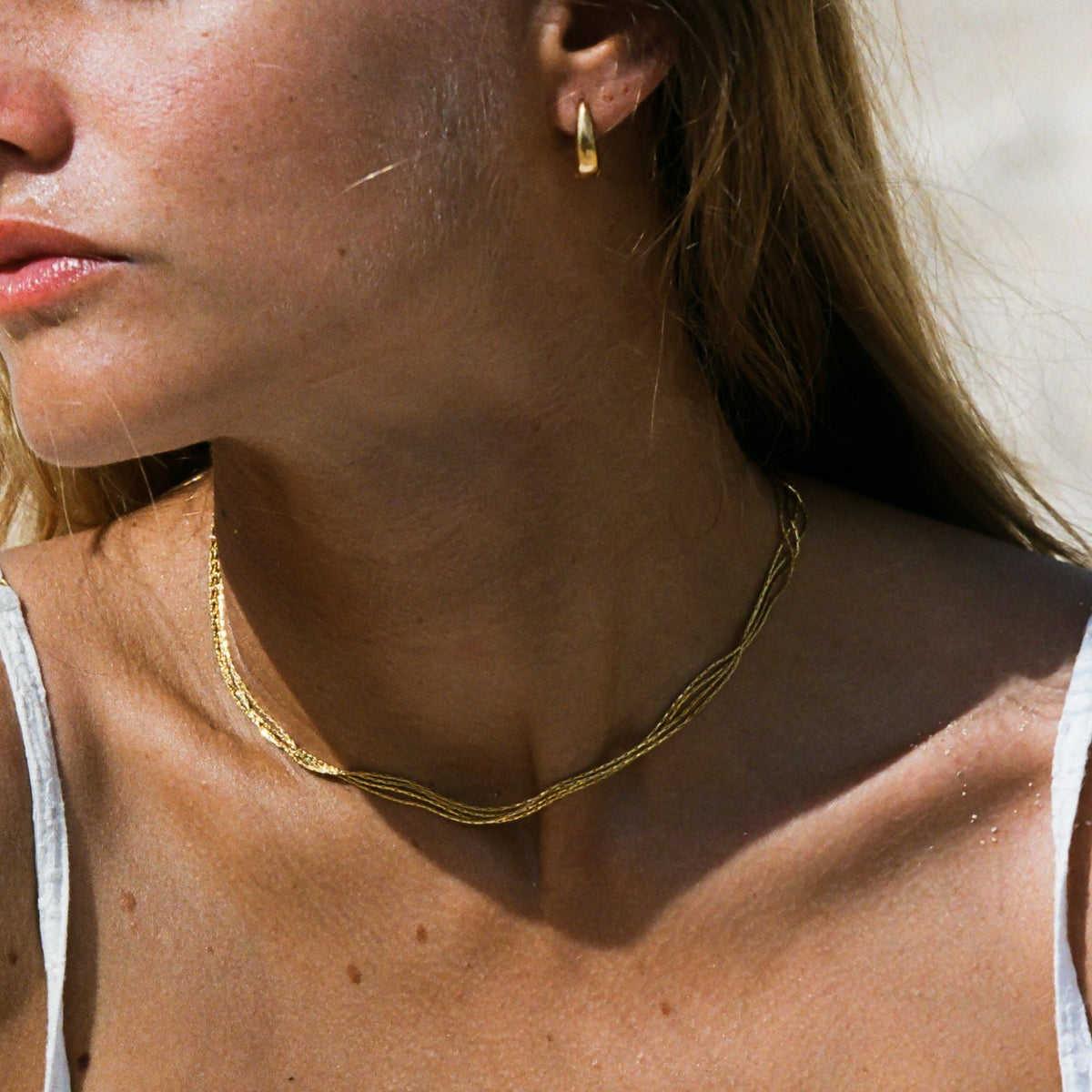 Collier Ras de Cou Quatre Rangs Femme Acier Inoxydable