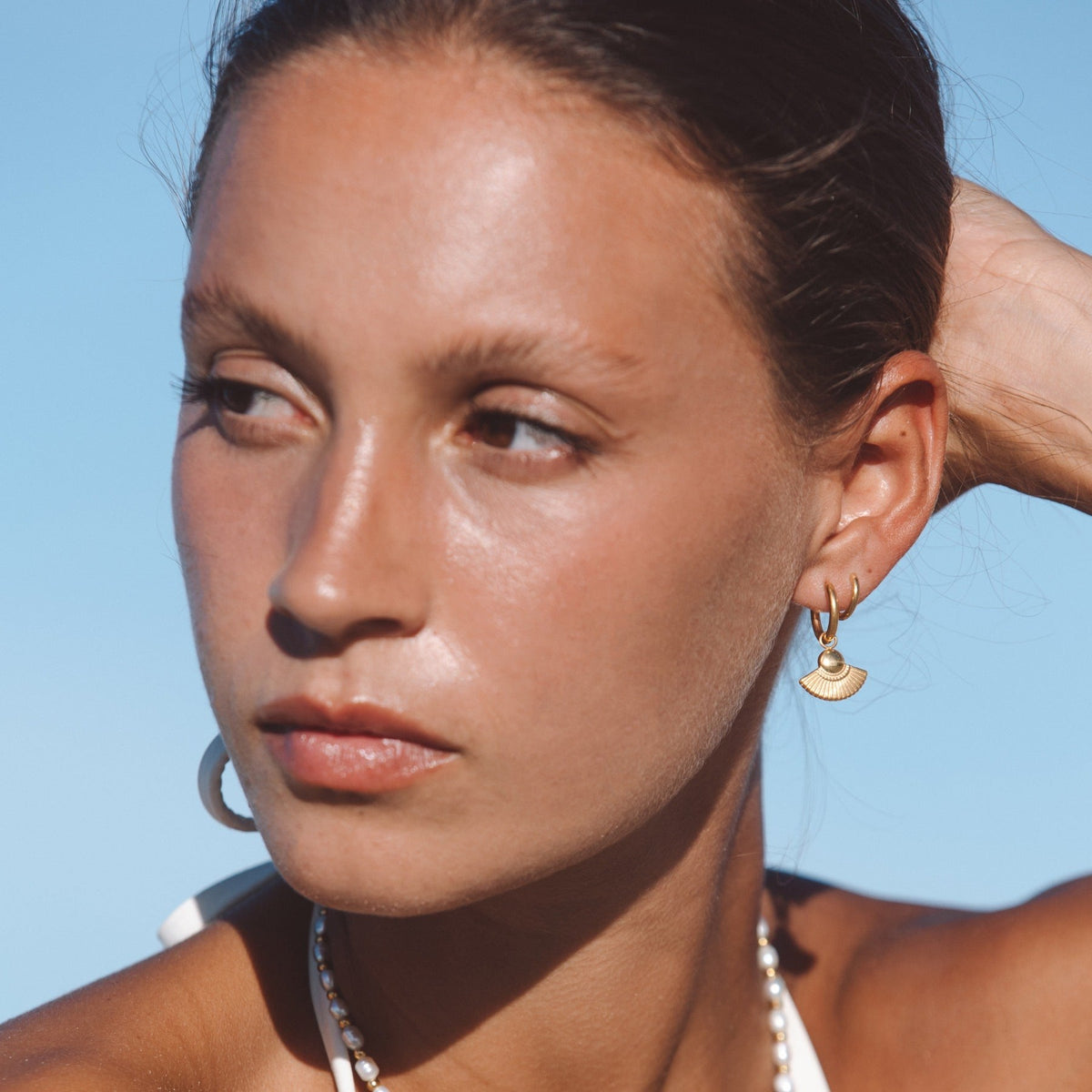 Créoles Breloque Éventail Femme Acier Inoxydable