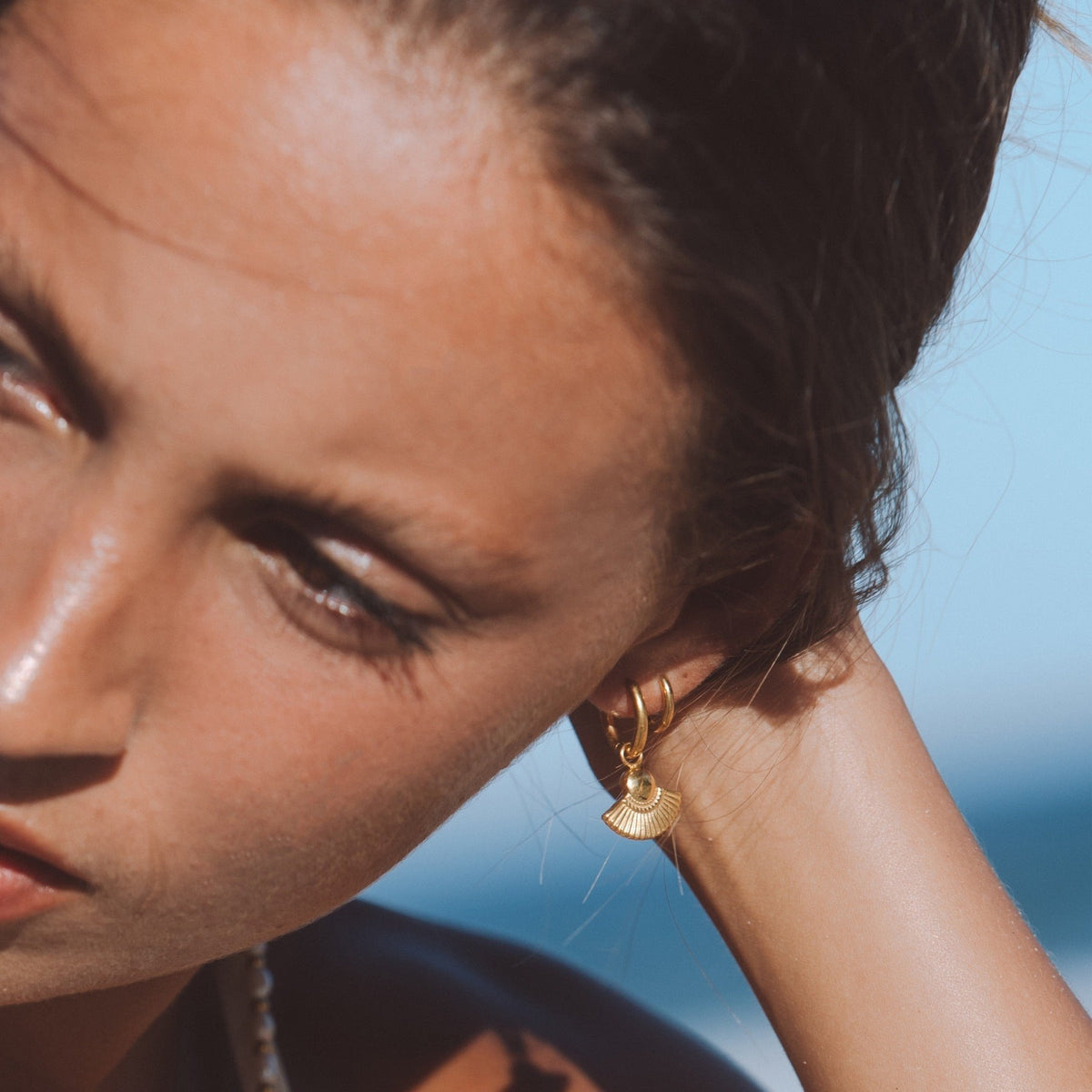 Créoles Breloque Éventail Femme Acier Inoxydable