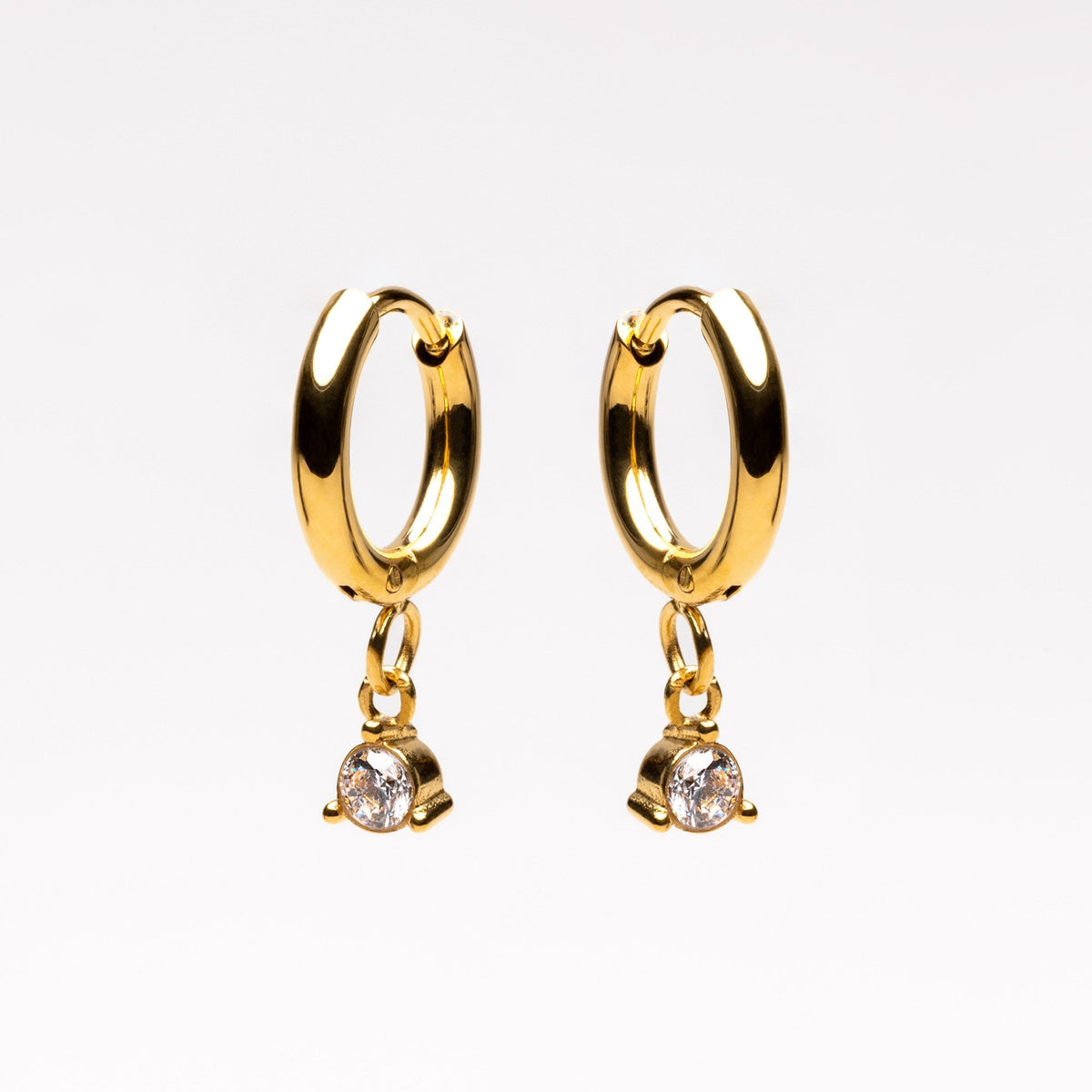 Créoles Pendant Zircon Rond Femme Acier Inoxydable