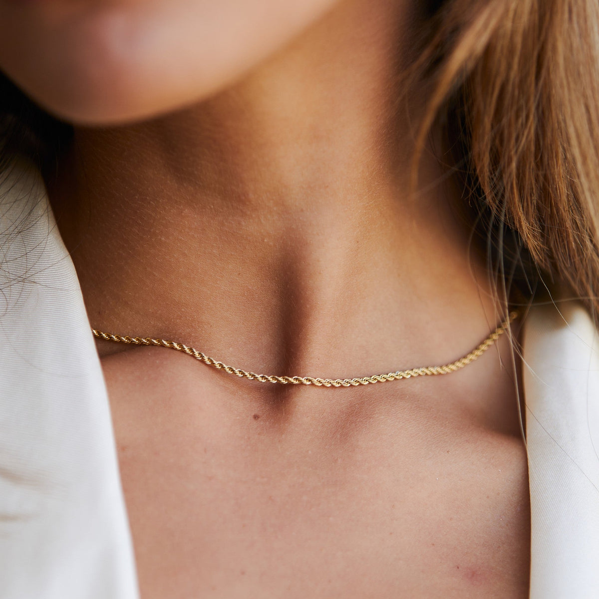 Collier Maille Corde Femme Acier Inoxydable