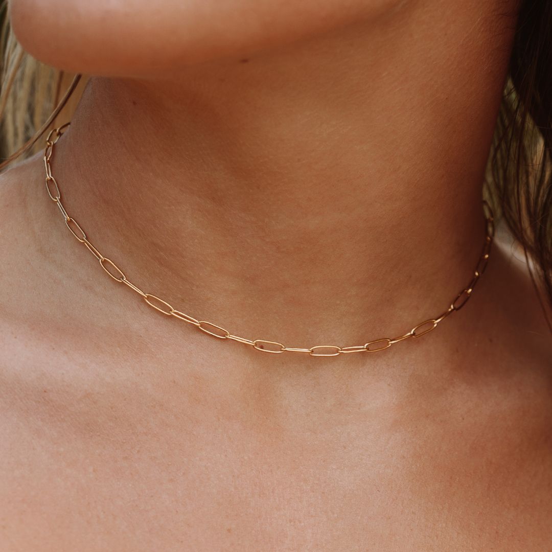 Collier Ras de Cou Maille Trombone Femme Acier Inoxydable