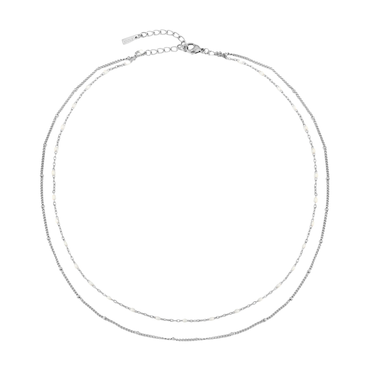Collier Ras de Cou Double Rang Émail Femme Acier Inoxydable