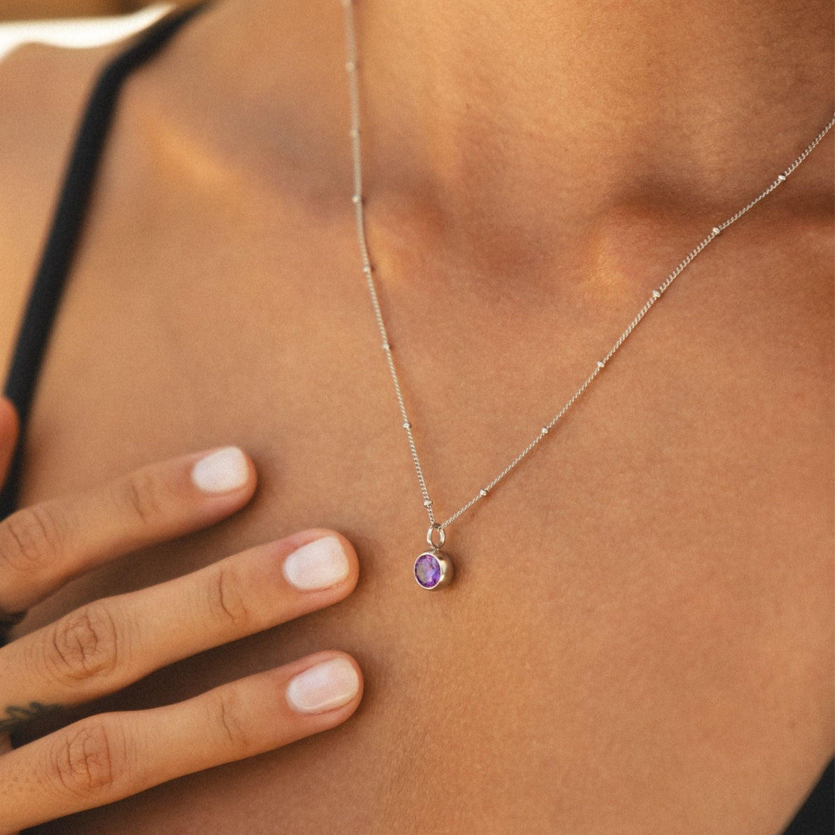 Collier Pierre de Naissance Femme Acier Inoxydable