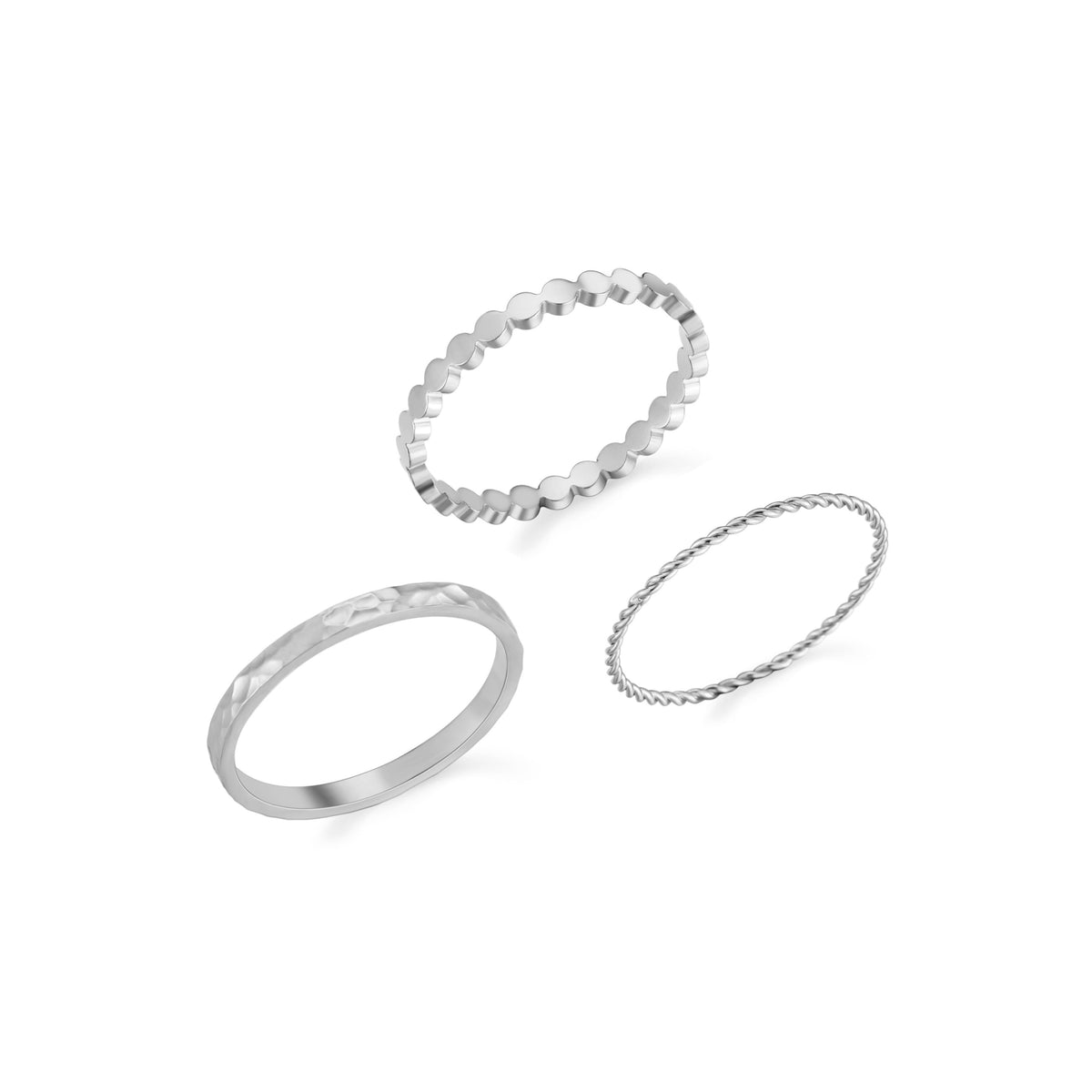 Lot de 3 Bagues Fines Femme Acier Inoxydable