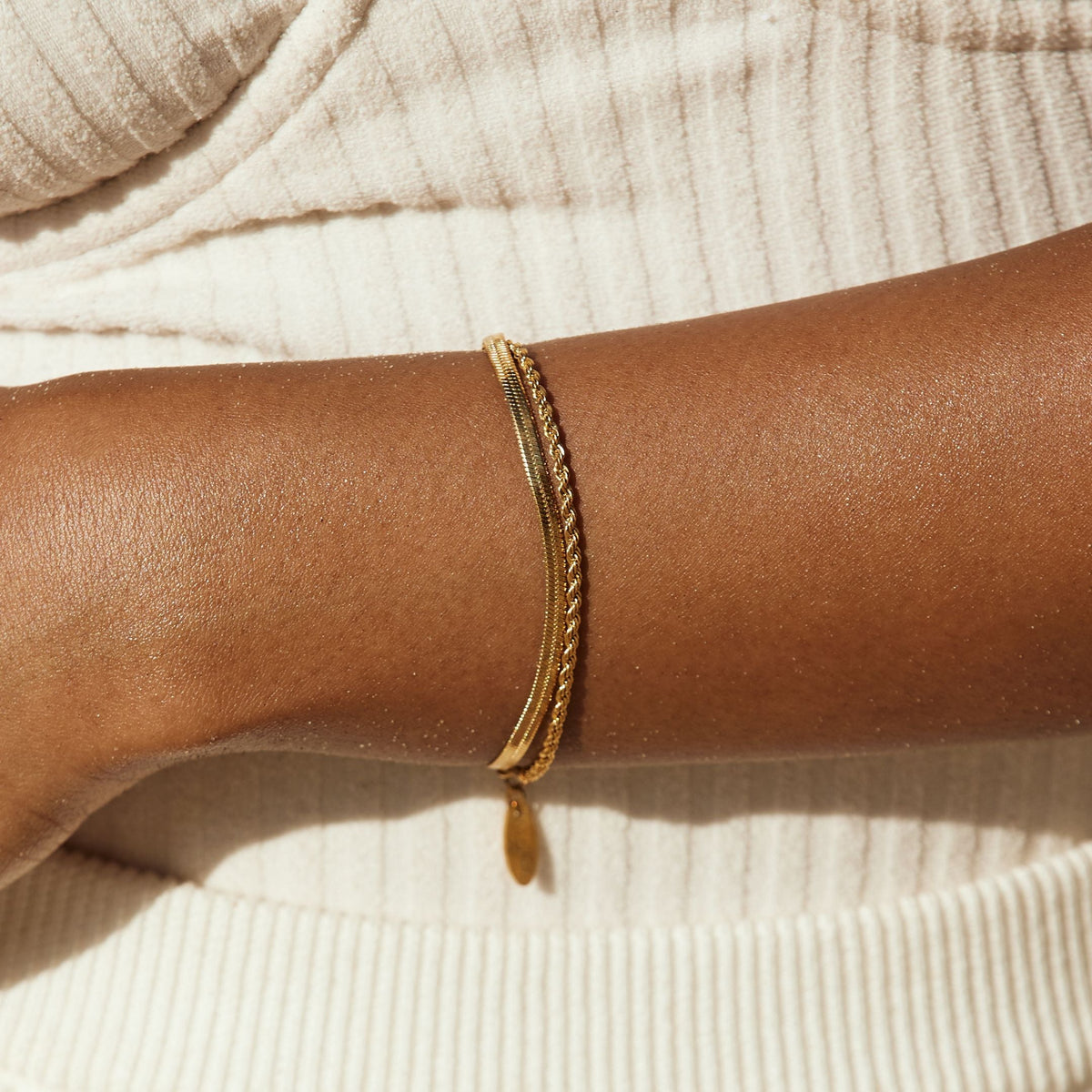 Bracelet Double Chaîne Femme Acier Inoxydable