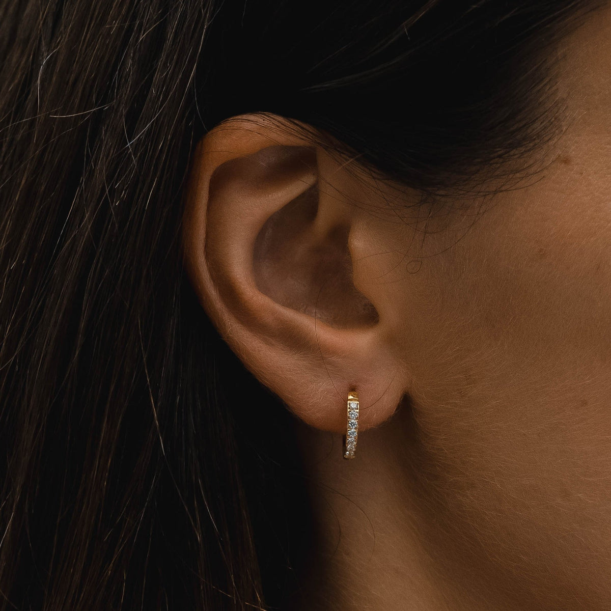 Mini Créoles Zircons Femme Acier Inoxydable