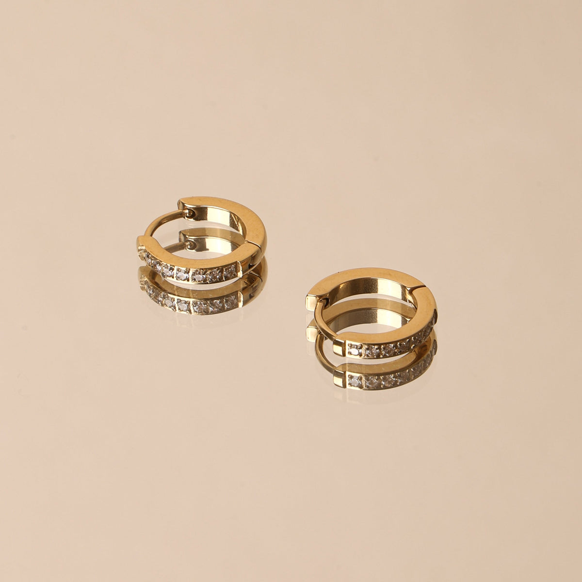 Mini Créoles Zircons Femme Acier Inoxydable