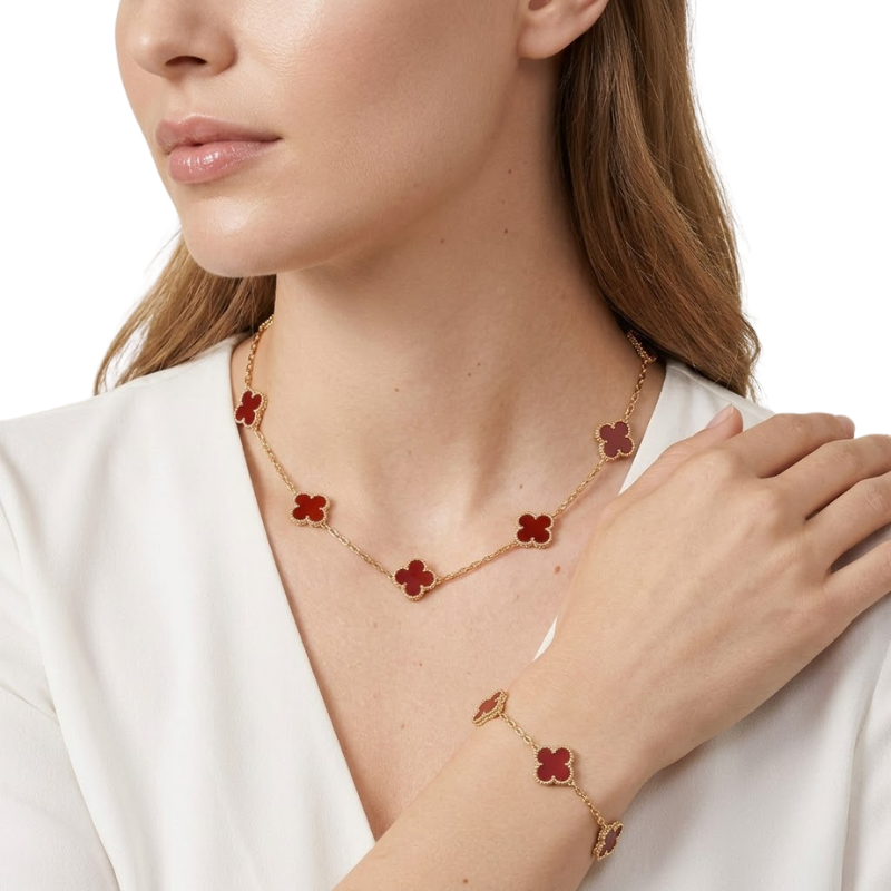 Collier Trèfle Femme – Acier Inoxydable Doré