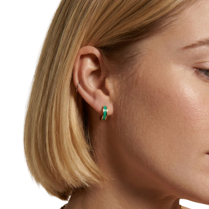 Boucles d’Oreilles Émaillées Rayées Femme – Acier Inoxydable