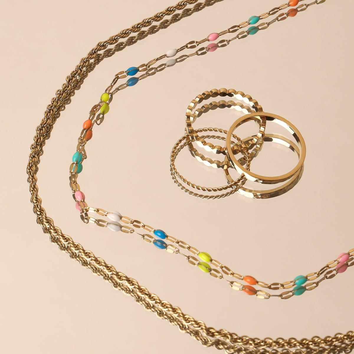 Collier Ras de Cou Émail Multicolore Femme Acier Inoxydable