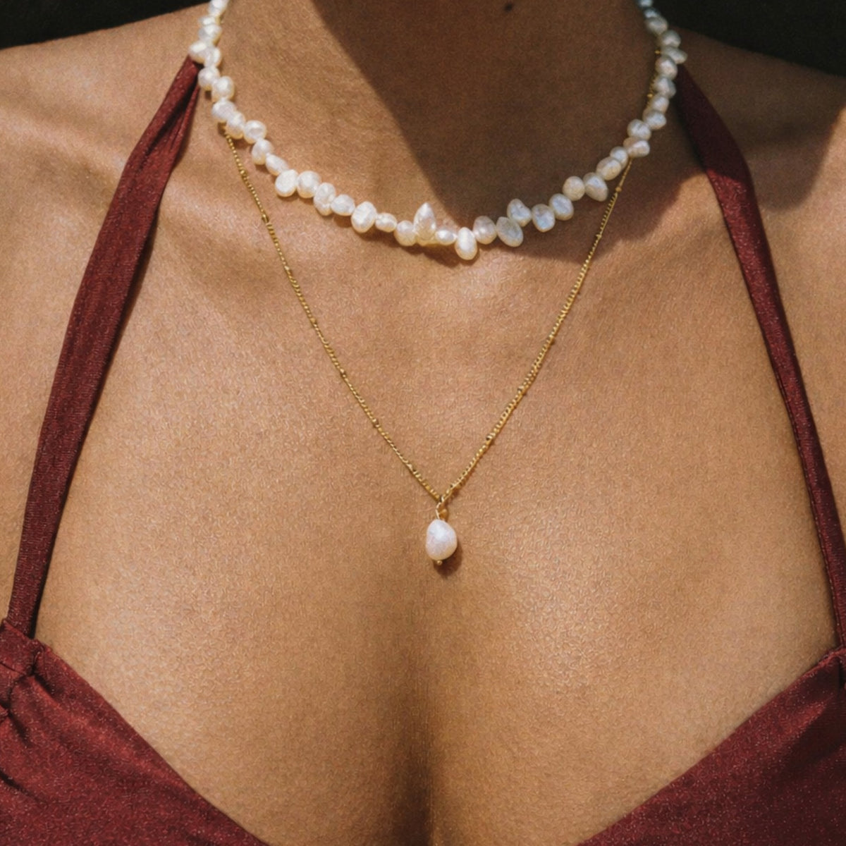 Collier Pendentif Perle Baroque Femme Acier Inoxydable