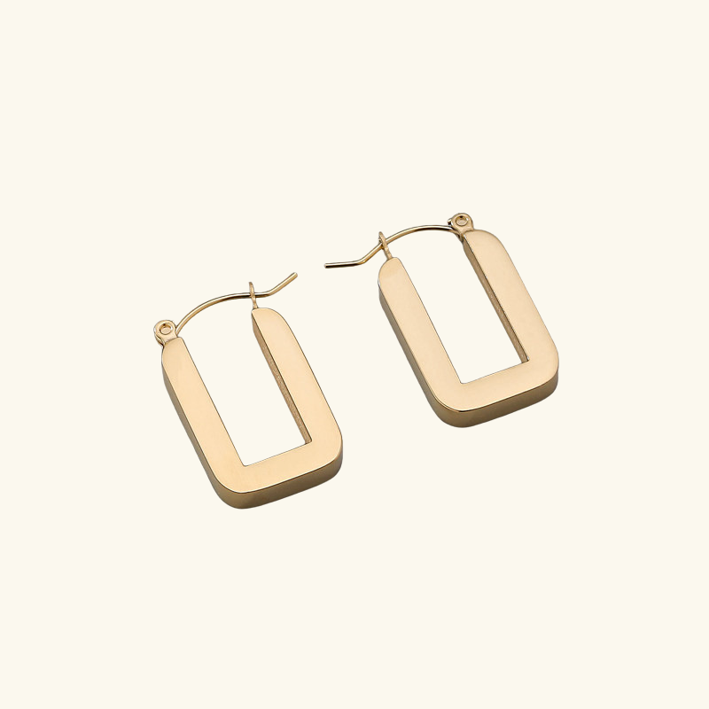 Boucles d’Oreilles Créoles Carrées Femme – Acier Inoxydable