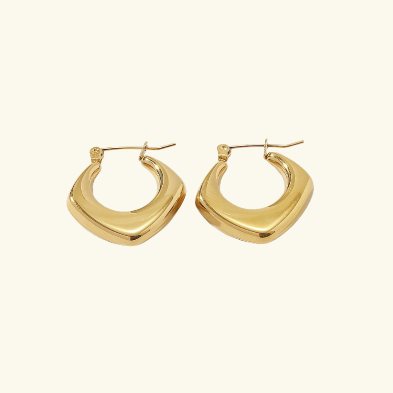 Boucles d’Oreilles Créoles Losange Femme – Acier Inoxydable