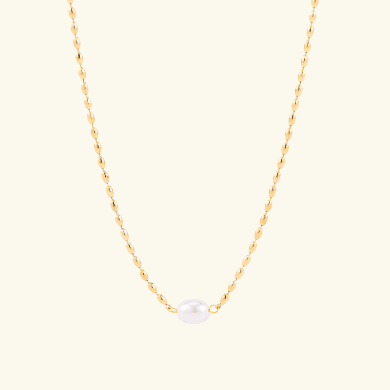 Collier Perle Femme – Chaîne Fine en Acier Inoxydable Doré Style Minimaliste