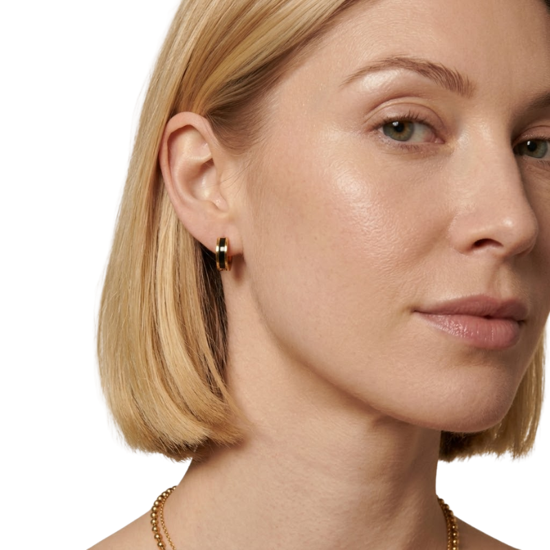 Boucles d’Oreilles Émaillées Rayées Femme – Acier Inoxydable