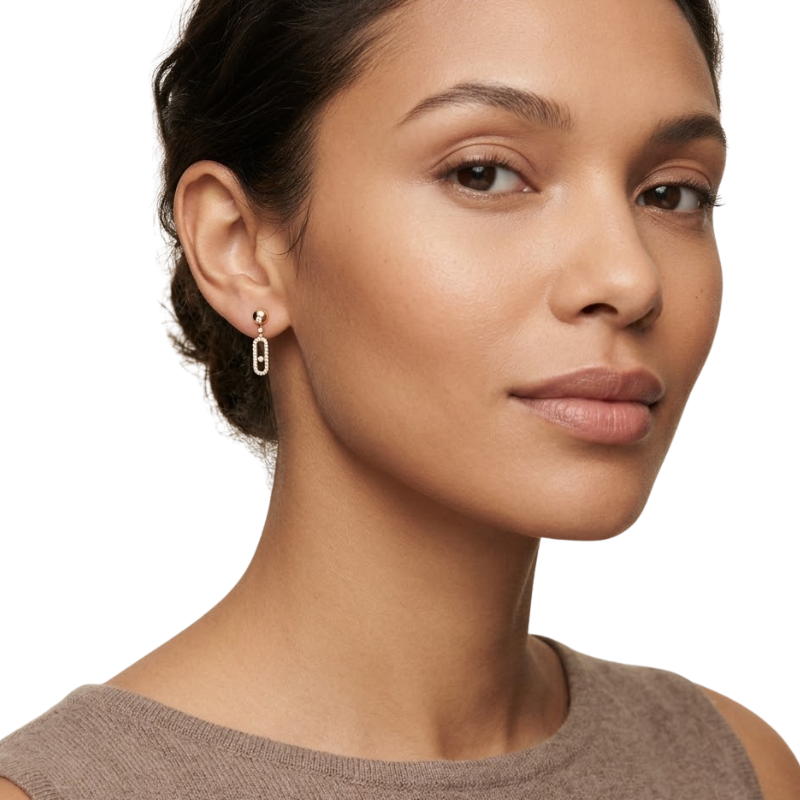 Boucles d’Oreilles Créoles Femme – Acier Inoxydable Plaqué Or avec Détails Sertis