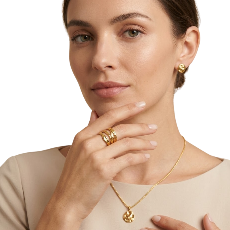 Bague Irrégulière Femme – Design Sculptural Multicouche en Acier Inoxydable Ajustable