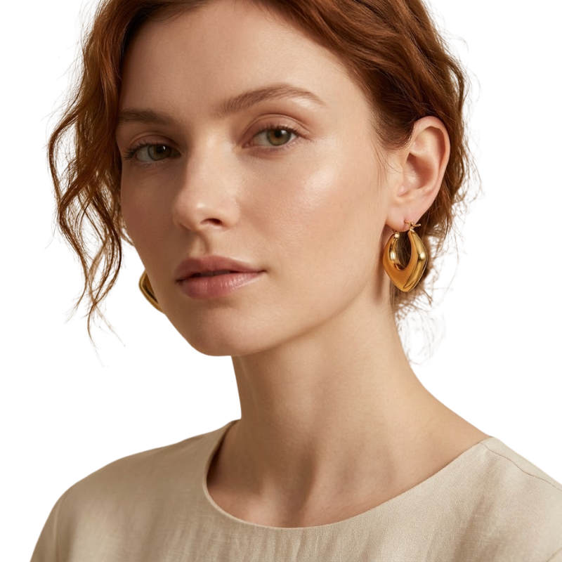 Boucles d’Oreilles Créoles Losange Femme – Acier Inoxydable