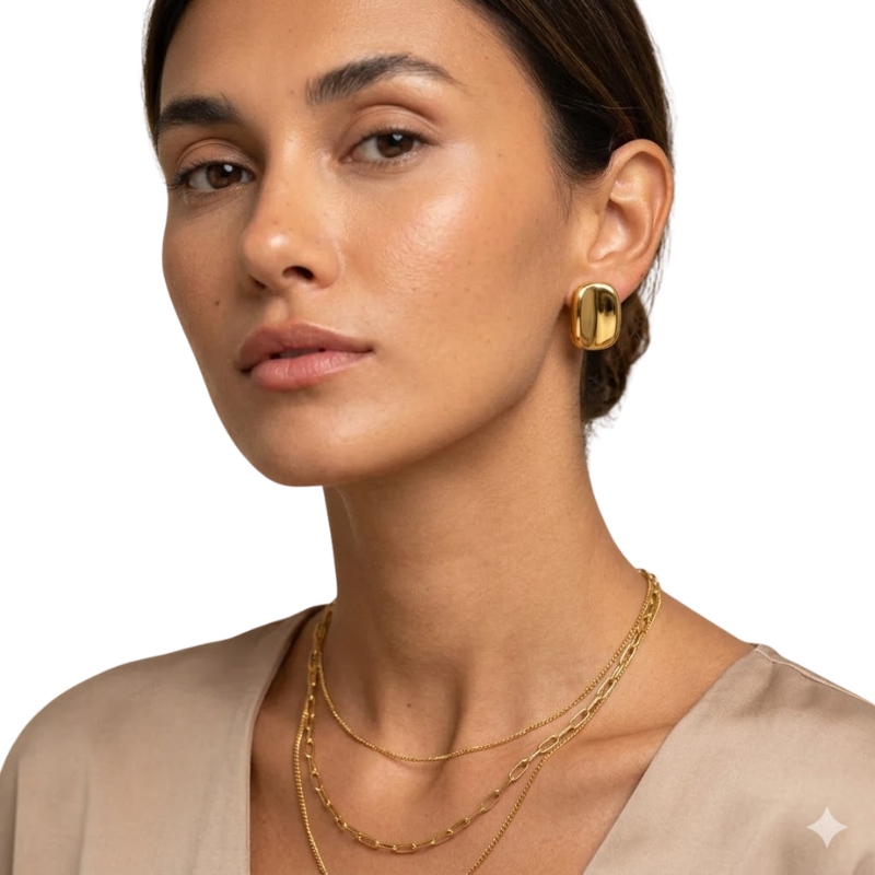 Boucles d’Oreilles Carrées Femme – Acier Inoxydable