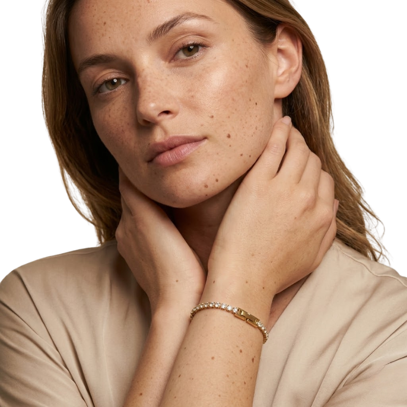 Bracelet Tennis Femme – Acier Inoxydable avec Détails Sertis