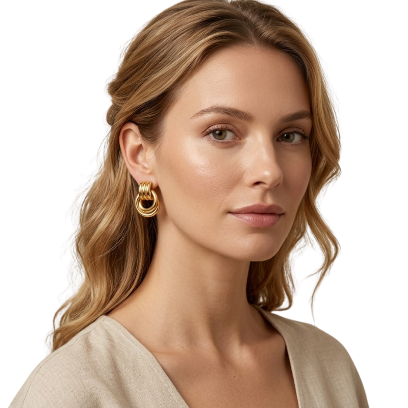 Boucles d’Oreilles Entrelacées Femme – Acier Inoxydable