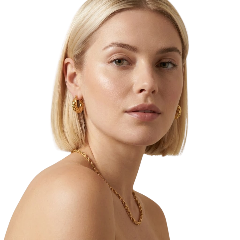 Boucles d’Oreilles Créoles Torsadées Femme – Acier Inoxydable