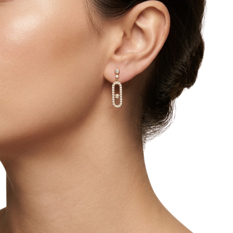 Boucles d’Oreilles Créoles Femme – Acier Inoxydable Plaqué Or avec Détails Sertis