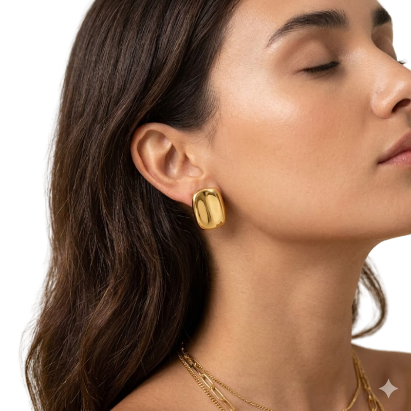 Boucles d’Oreilles Carrées Femme – Acier Inoxydable