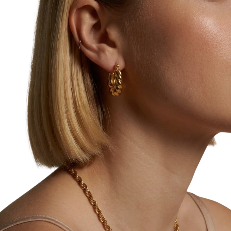 Boucles d’Oreilles Créoles Torsadées Femme – Acier Inoxydable