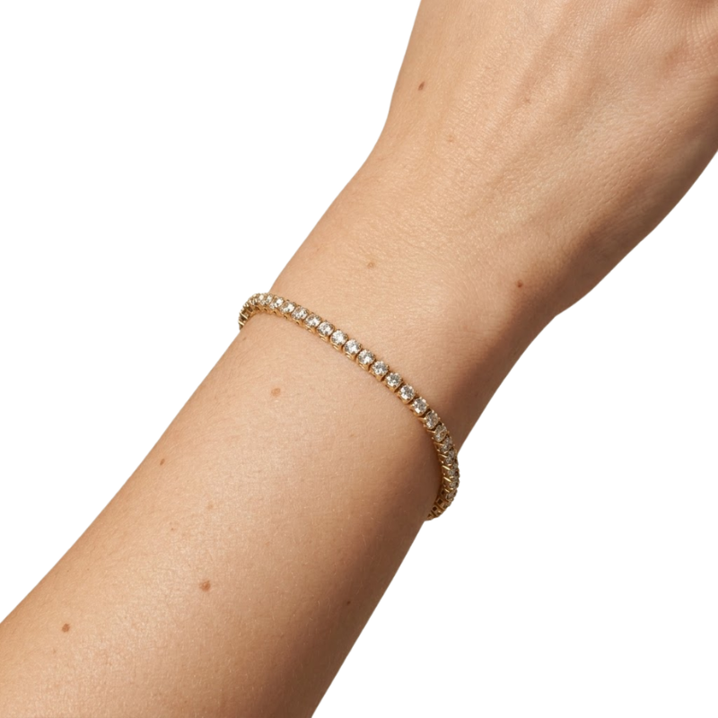 Bracelet Tennis Femme – Acier Inoxydable avec Détails Sertis