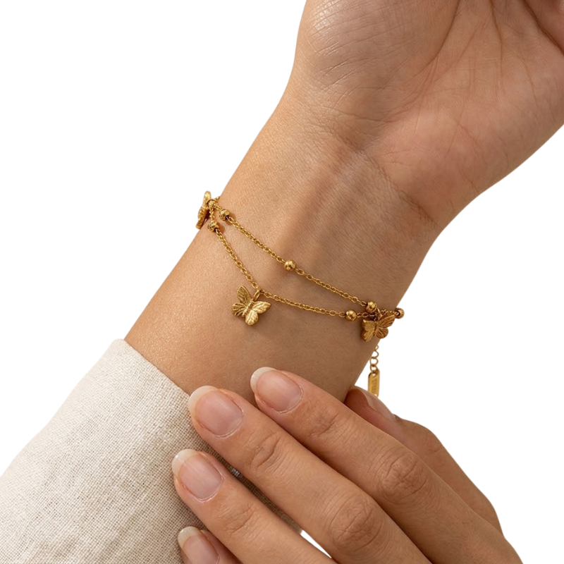 Bracelet Multirangs Papillon Femme – Acier Inoxydable