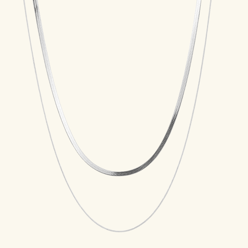 Collier Multirangs Femme – Chaîne Plate et Fine en Acier Inoxydable Style Superposé