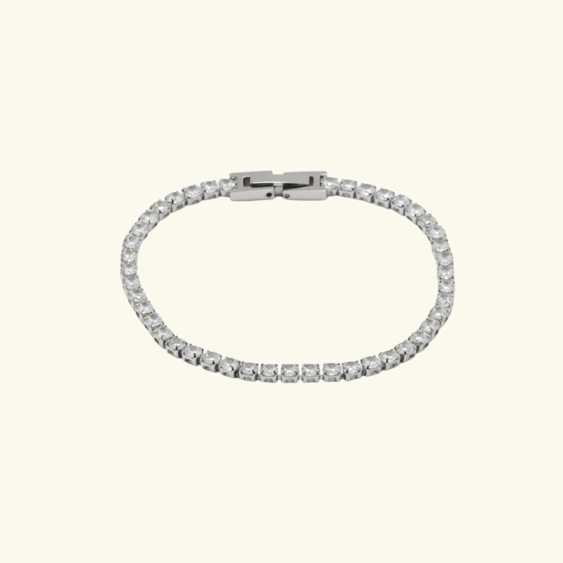 Bracelet Tennis Femme – Acier Inoxydable avec Détails Sertis