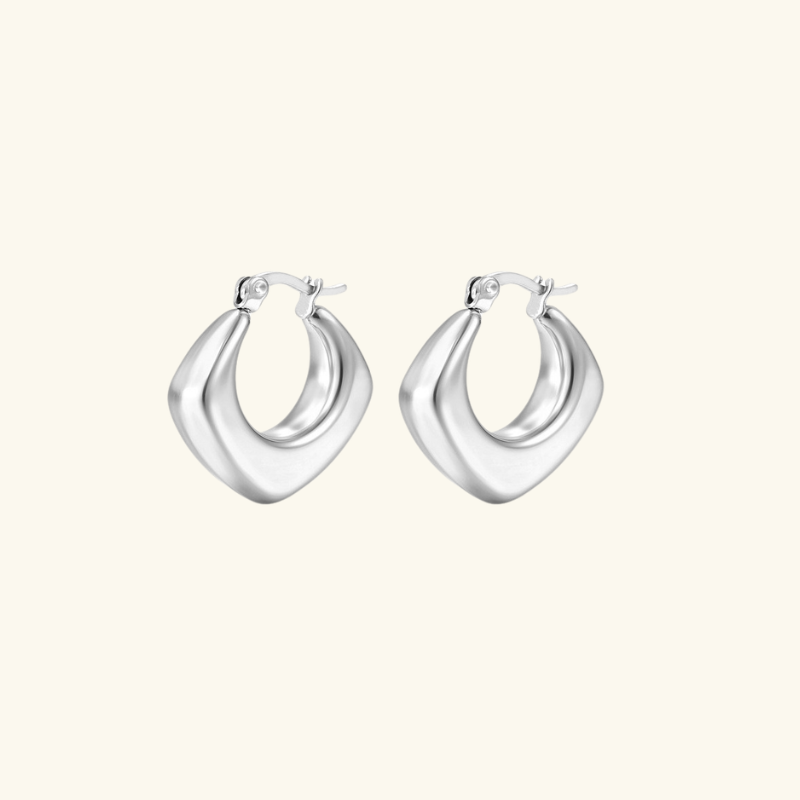 Boucles d’Oreilles Créoles Losange Femme – Acier Inoxydable