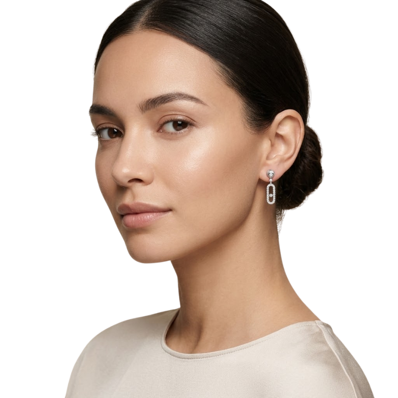 Boucles d’Oreilles Créoles Femme – Acier Inoxydable Plaqué Or avec Détails Sertis