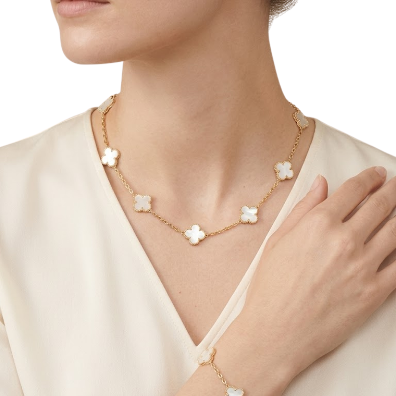 Collier Trèfle Femme – Acier Inoxydable Doré