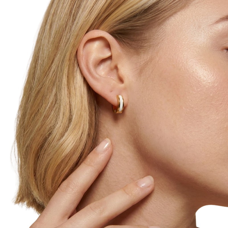 Boucles d’Oreilles Émaillées Rayées Femme – Acier Inoxydable