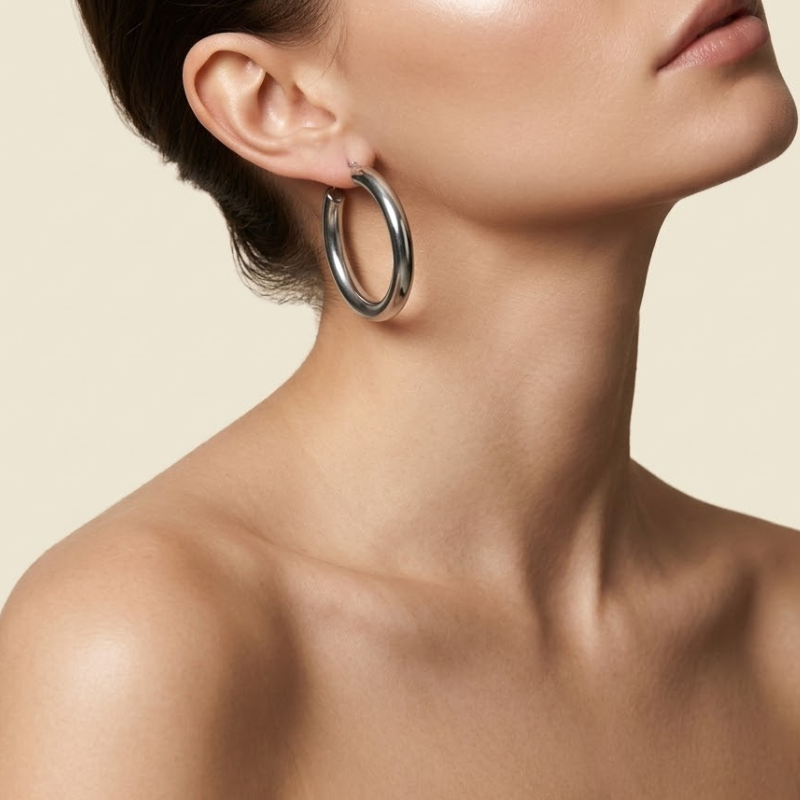 Boucles d’Oreilles Créoles Tube Femme – Acier Inoxydable