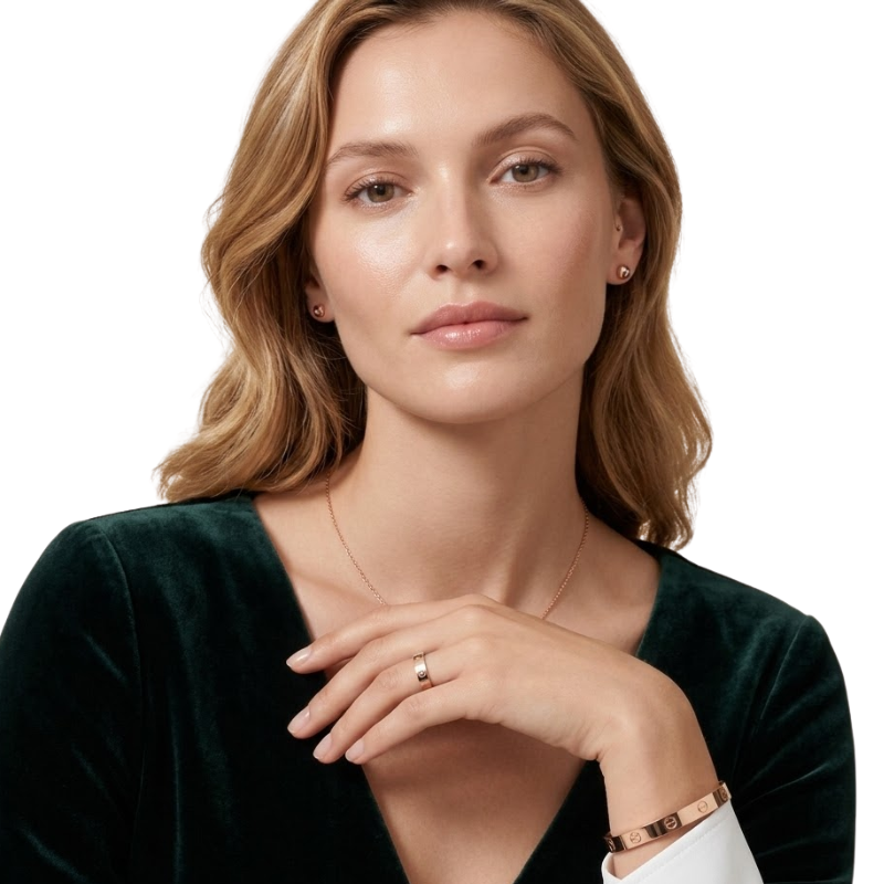 Bague Éternité Femme – Acier Inoxydable Doré avec Détails Sertis Style Classique