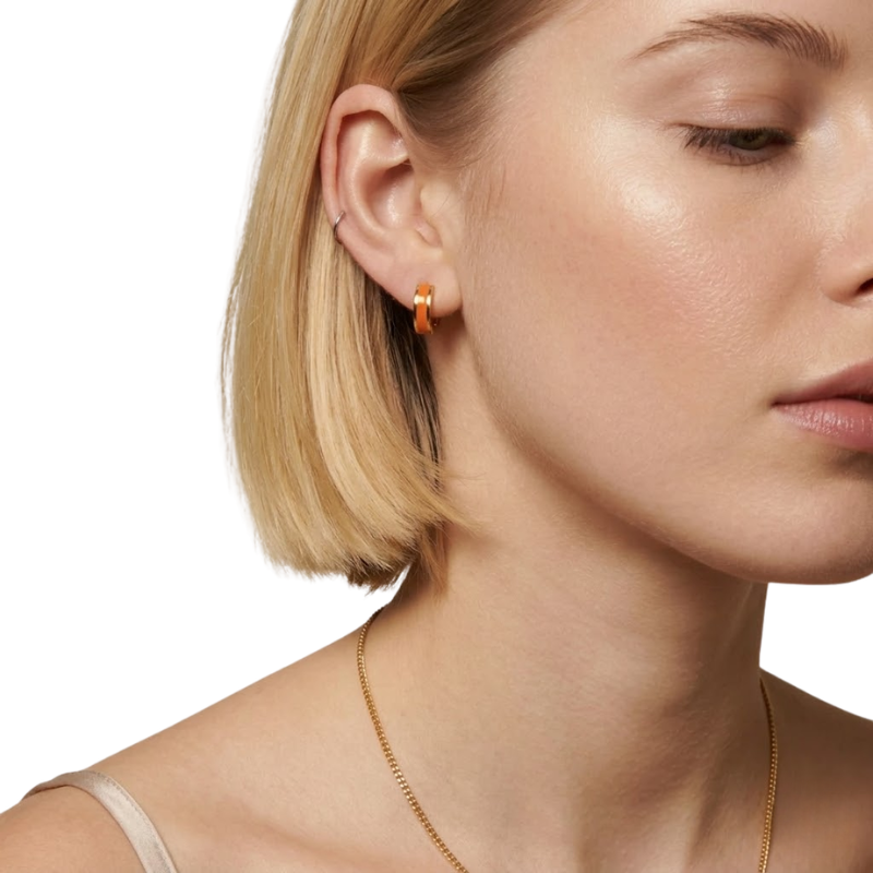 Boucles d’Oreilles Émaillées Rayées Femme – Acier Inoxydable