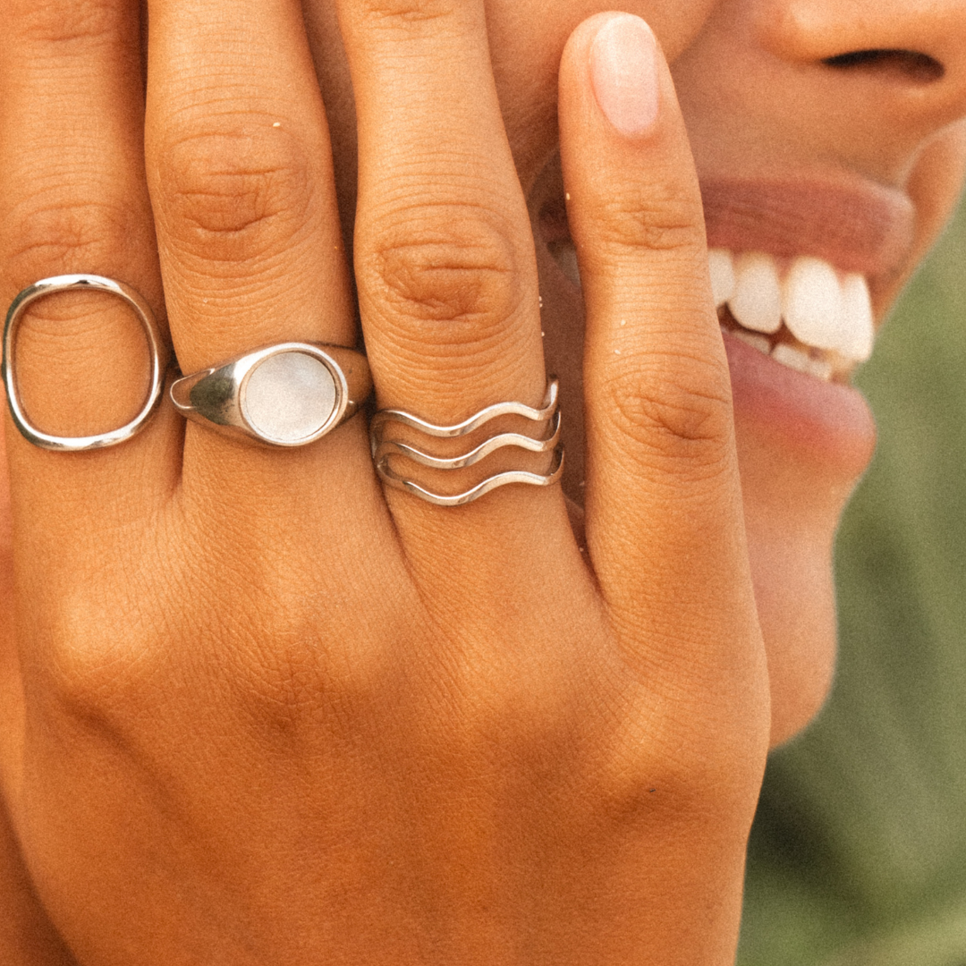 Bague Vague Femme Acier Inoxydable