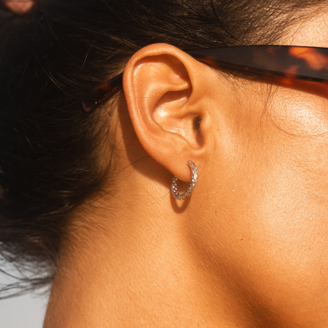 Créoles Martelées Femme Acier Inoxydable