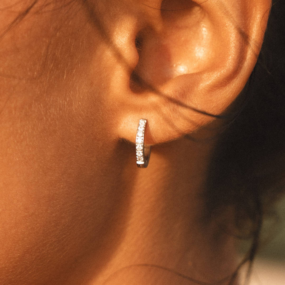 Mini Créoles Zircons Femme Acier Inoxydable