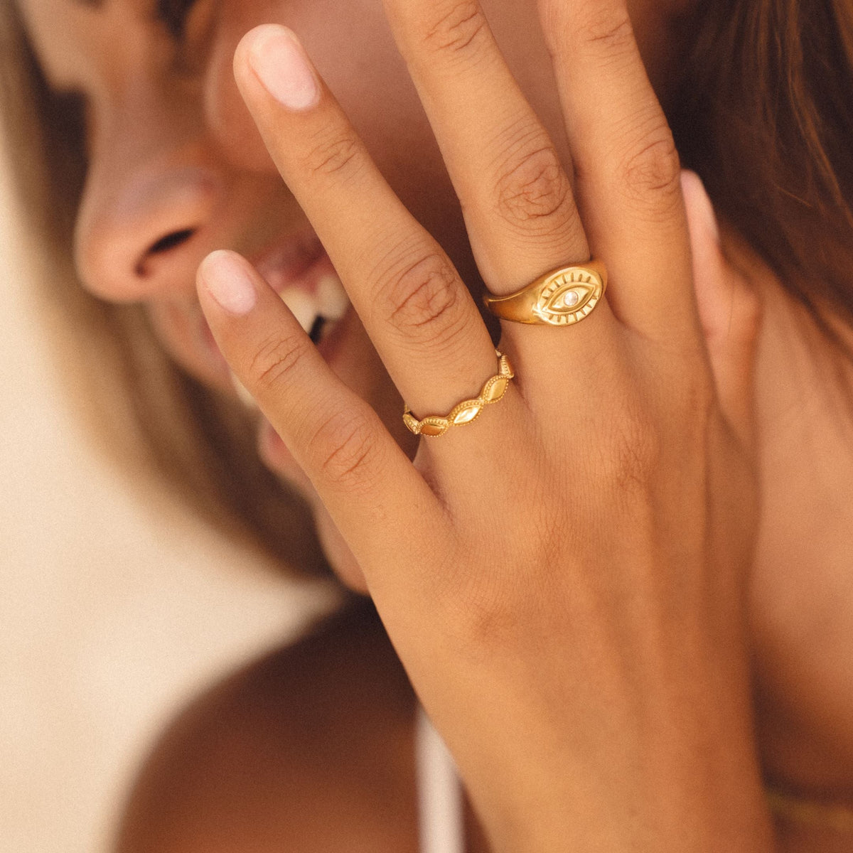 Bague Anneau Festonné Motif Navette Femme Acier Inoxydable