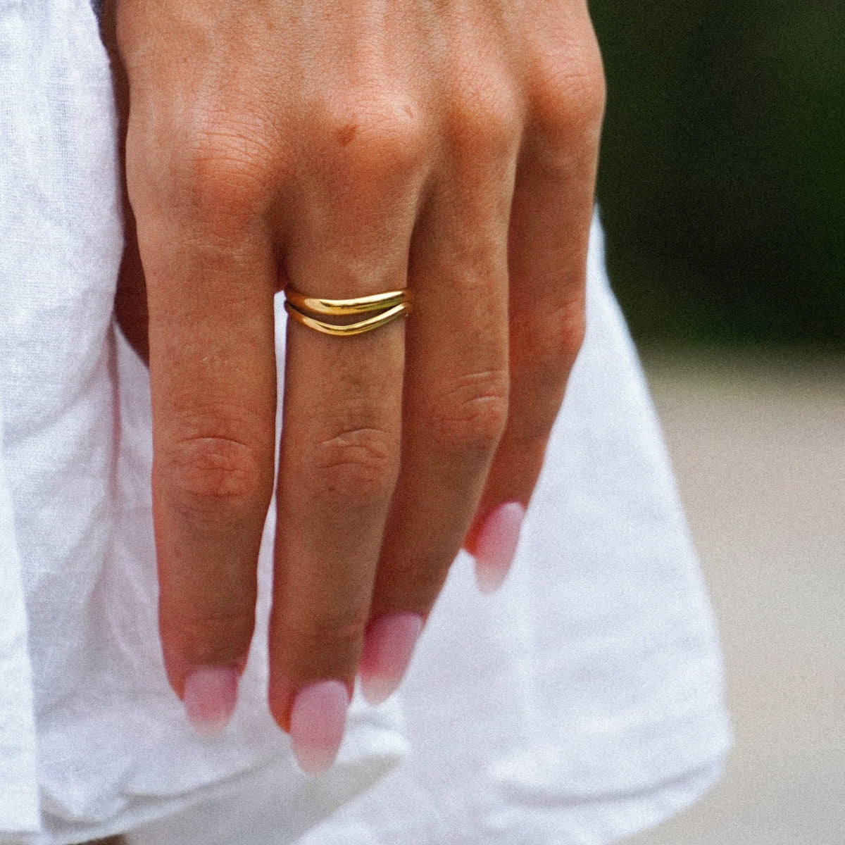 Bague Double Bande Fine Femme Acier Inoxydable