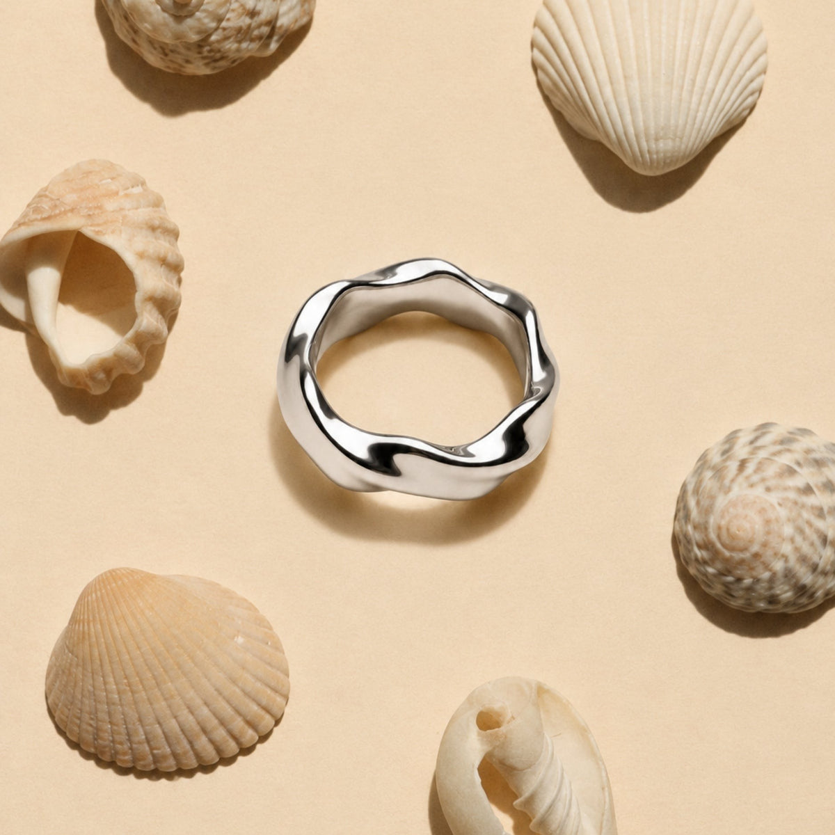 Bague Épaisse Forme Organique Femme Acier Inoxydable