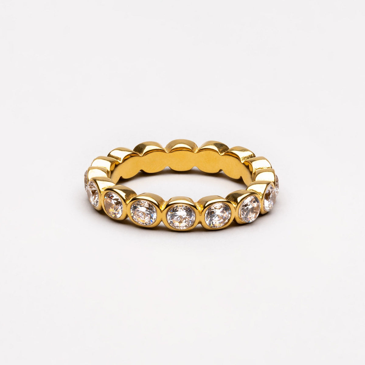 Bague Éternité Zircons Sertis Clos Femme Acier Inoxydable